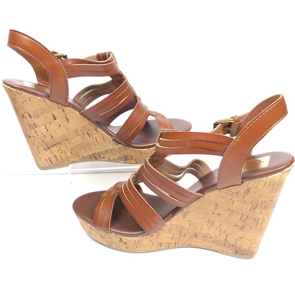 DV Dolce Vita Cognac Brown Cork Wedge Sandals 11 - Picture 5 of 8